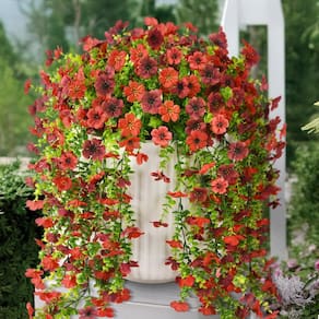 Flores artificiais suspensas ZFProcess Daisy 2 peças vermelhas e marrons