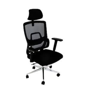 Cadeira de Escritório Presidente Ergonômica com Tela Mesh Reclinável - Preto