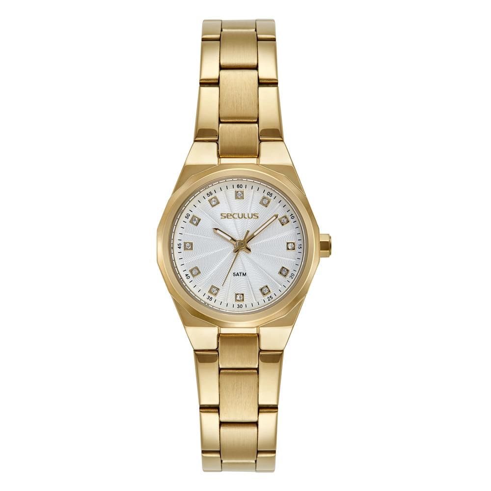 Relógio Seculus Feminino Ref: 23733lpsvds1 Clássico Dourado