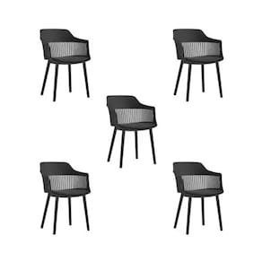 Kit 5 Cadeiras Polipropileno Marcela Montreal Preta para Sala de Jantar ou Escritório