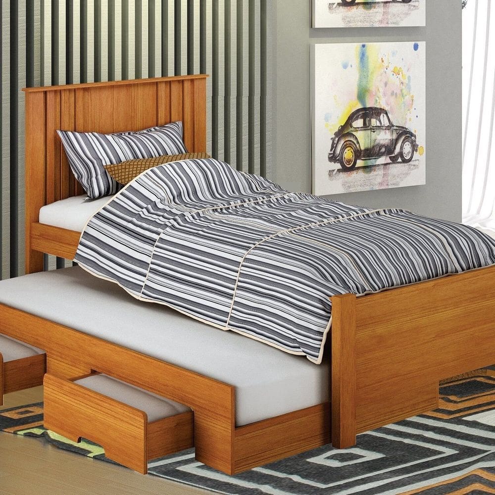 Cama Solteiro Milano com Auxiliar, para Colchão no Tamanho 88x138 Cm Cinamomo