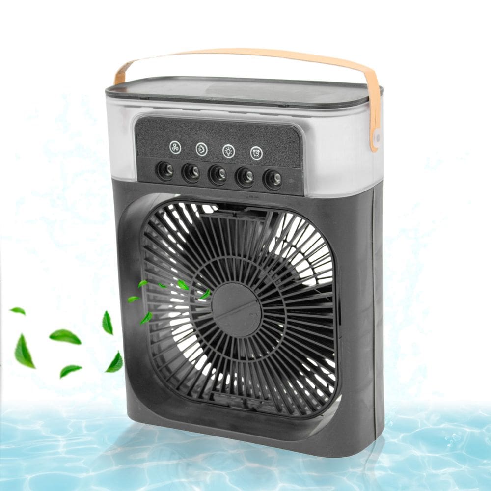 Ventilador Portátil Iluminação Umidificador Climatizador USB De Mesa Cor:Branco