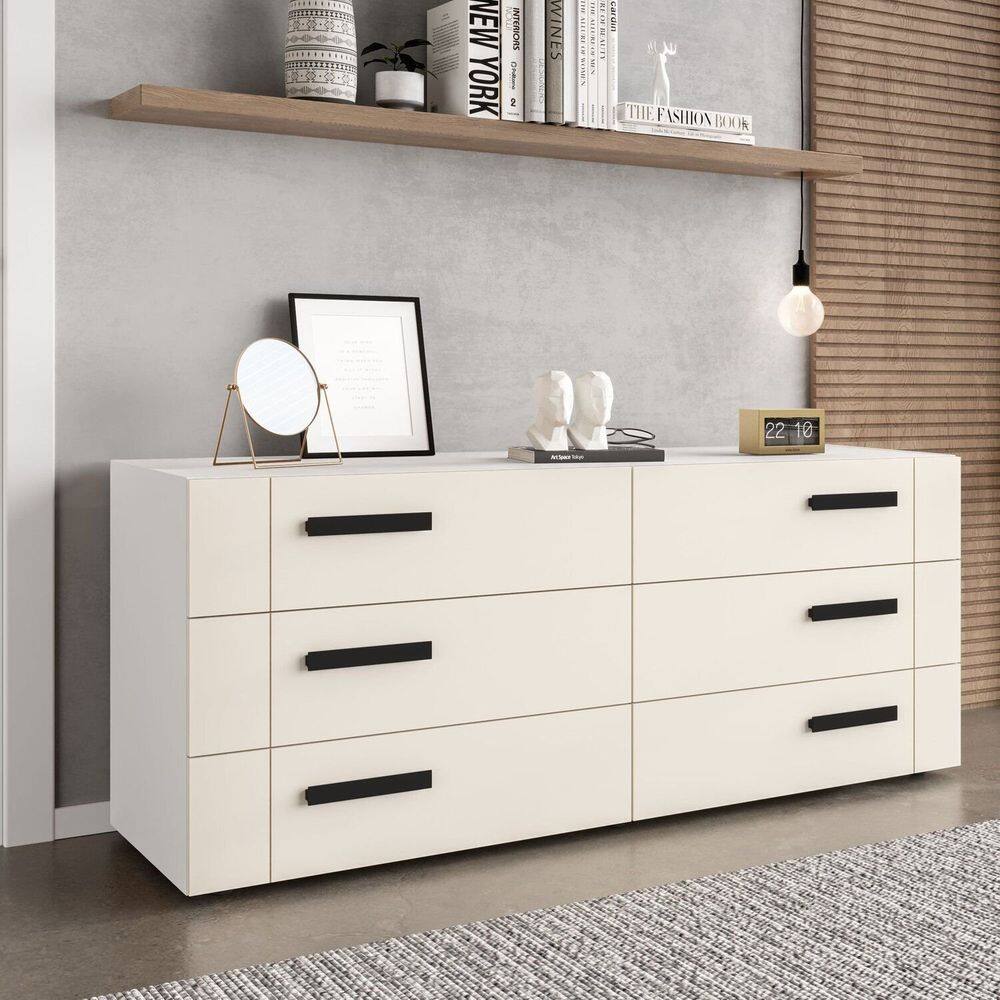 Cômoda 6 Gavetas Lisboa Politorno Móveis Branco/Creme