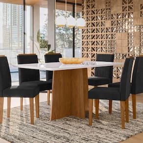 Conjunto Sala de Jantar Mesa Anitta 160cm com 6 Cadeiras Ana Off White