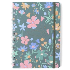Caderno Espiral Colegial Lagoa Pautado 17X24 Cisne Floral
