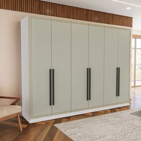 Guarda Roupa 6 Portas 4 Gavetas Móveis Valência Branco/Verde