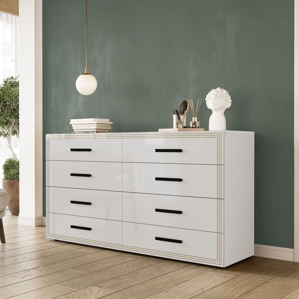 Cômoda 8 Gavetas Valência Politorno Móveis Branco