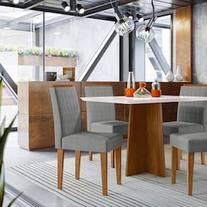 Conjunto Sala de Jantar Mesa Anitta 120cm com 4 Cadeiras Ana Off White