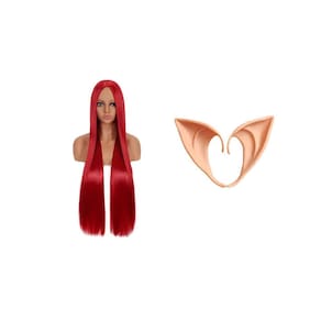 Fantasia Anime Nilou Peruca Super Longa E Orelha Cosplay