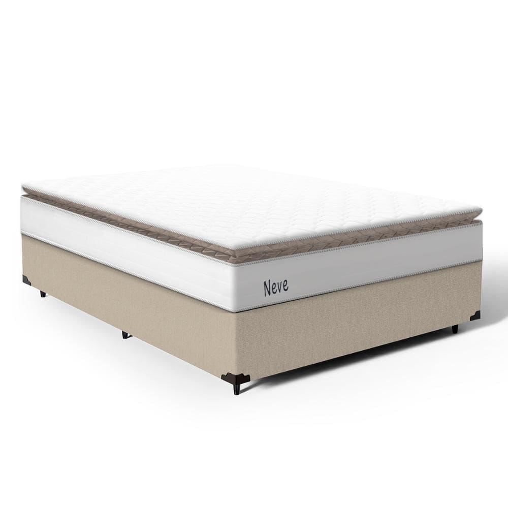 Cama Box com Colchão de Molas Ensacadas Pillow Top Neve Casal 138cm