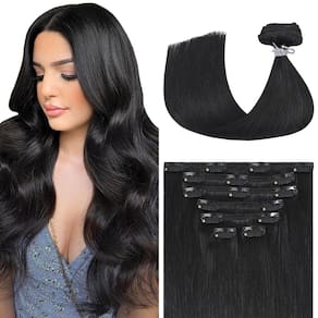 Extensões de cabelo Aison Black Clip em cabelo humano real 85g