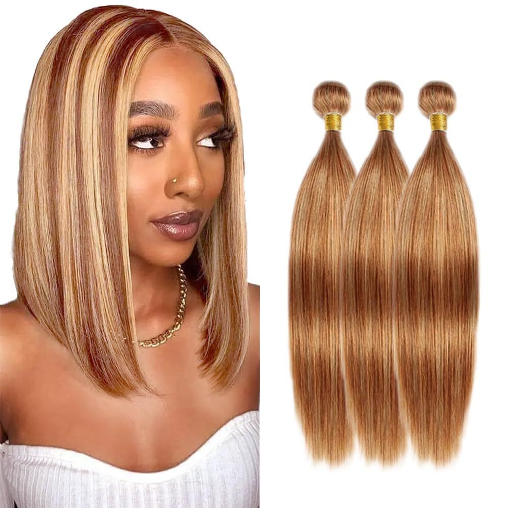 Extensões de cabelo HuxoWax Brazilian Virgin Straight 3 pacotes