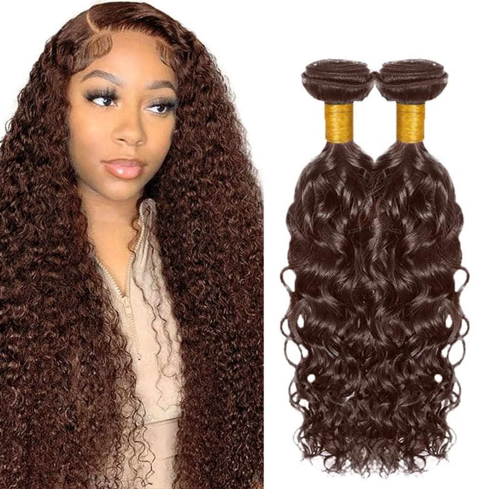 #4 Pacotes de chocolate marrom e cabelo humano Water Wave 70-75cm 200g