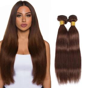 #4 Pacotes de cabelo humano liso castanho chocolate 70-75cm 2x 10