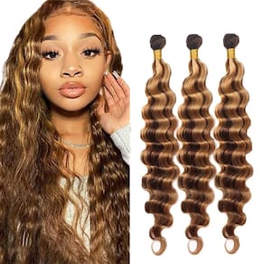 Pacotes de cabelo humano HRCeyocr P4/27 Blonde Deep Wave 70-80cm