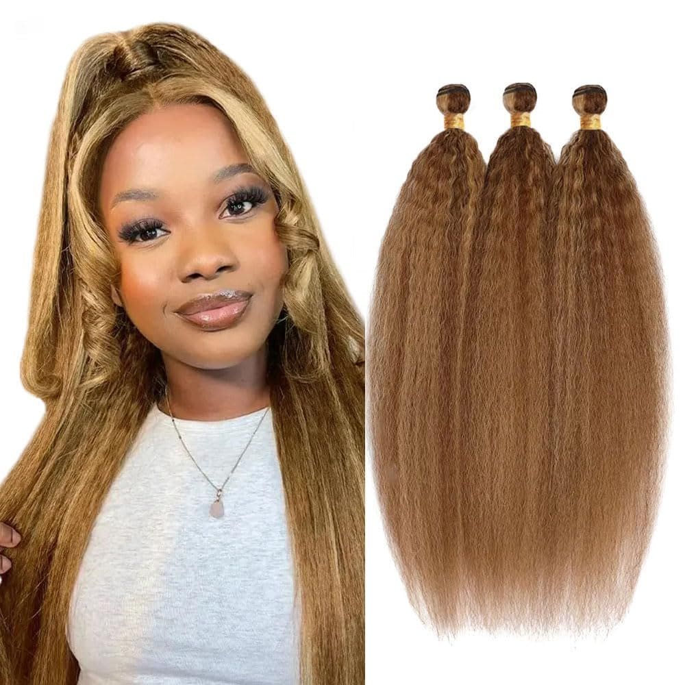 Pacotes de cabelo humano HRCeyocr Yaki Straight P4/27 12-34 polegadas
