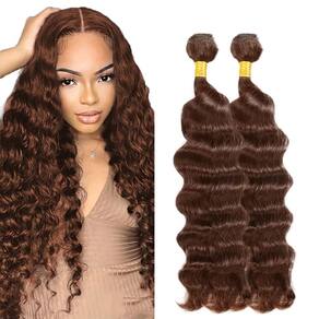 #4 Pacotes de cabelo humano de ondas profundas castanho-chocolate 70-75cm