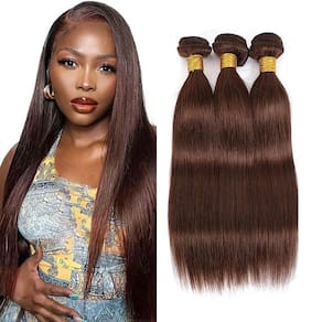 #4 Pacotes de cabelo humano liso castanho Aonbamds 26 cm 28 cm 30 cm