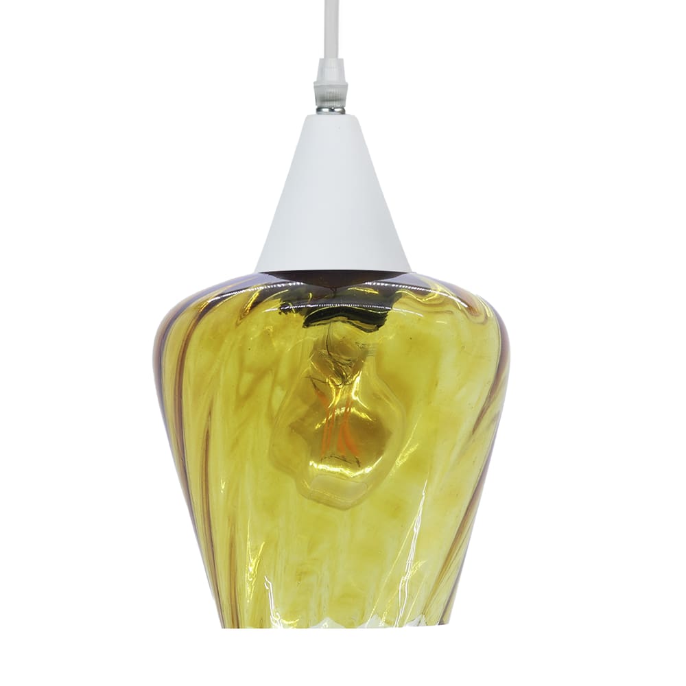 Lustre Pendente Taschibra Monalisa Conhaque E27 Bivolt Branco