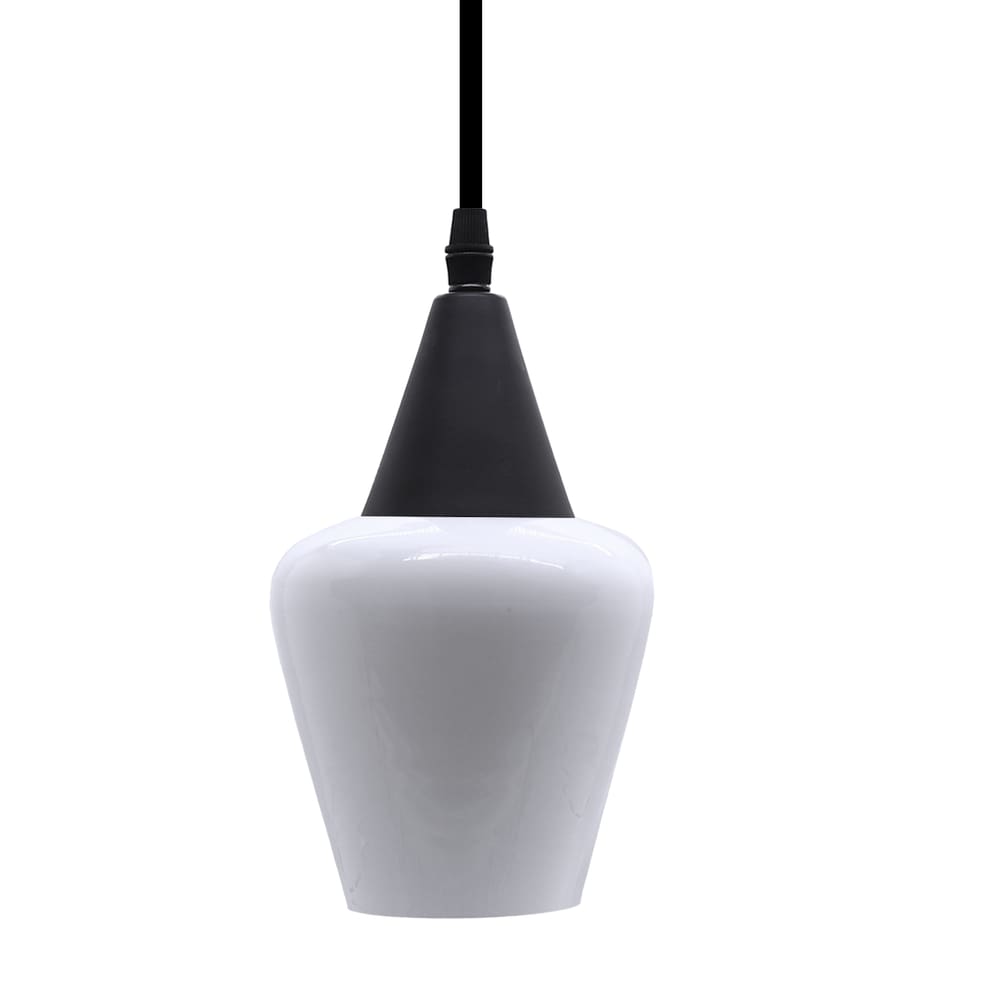 Lustre Pendente Taschibra Monalisa PP Branco Leitoso E27 Bivolt Preto