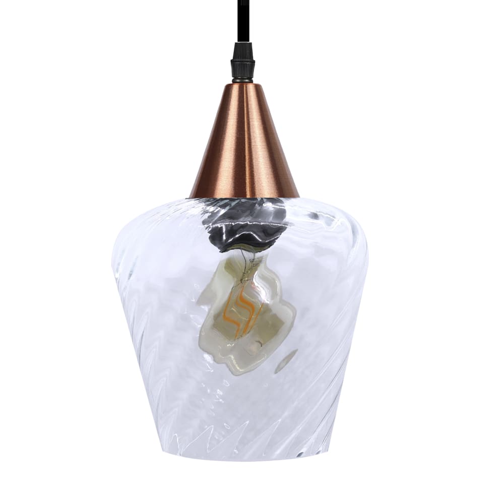 Lustre Pendente Taschibra Monalisa Transparente E27 Bivolt Cobre