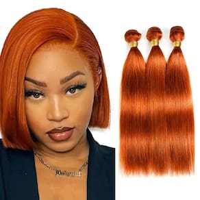 #350 Pacotes de cabelo humano liso laranja Aonbamds 28cm 30cm 32cm