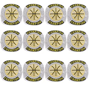 Anéis de campeonato de basquete CHXIXUE tamanho 7-14 (pacote com 12)
