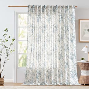 Cortina jinchan Linen Floral 254 cm extra larga para porta de pátio