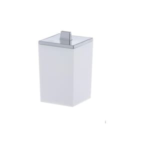 Porta Algodao / Cotonete De Acrilico Quadrado Branco