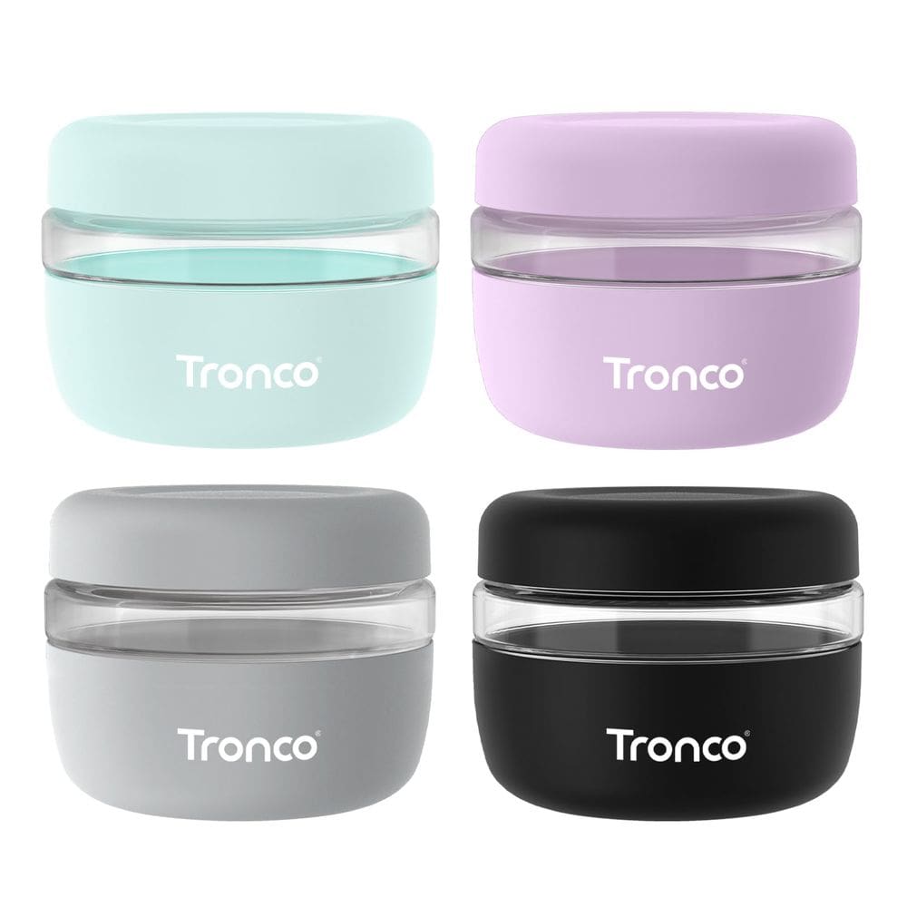 Recipiente de lancheira de vidro Tronco 480 ml com tampa, conjunto de 4