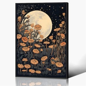 Tela de arte de parede Vintage Moon Flowers 40x60cm Yuaruo