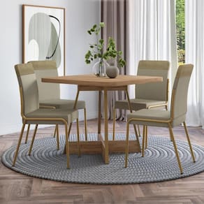 Conjunto Sala de Jantar 4 Cadeiras Déli Carraro Carvalho Dourado