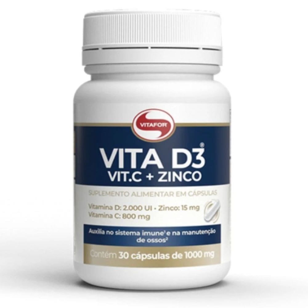 Vita D3 + C + Zinco 1000mg (30 Caps) - Vitafor