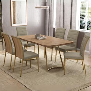 Conjunto Sala de Jantar 6 Cadeiras Aurelia Carraro Carvalho Dourado
