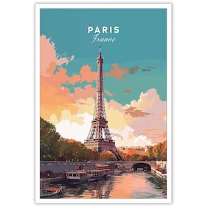 Arte de parede vintage da cidade de Paris Torre Eiffel 40x60cm