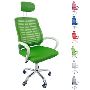 Cadeira Escritório Diretor Oficial Tela Mesh apoio Nuca Verde Branco