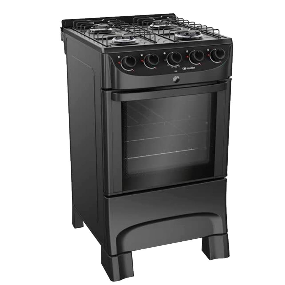 Fogão a Gas Mueller MFI4BC 4 Bocas Preto Fosco Mesa Esmaltada - Bivolt