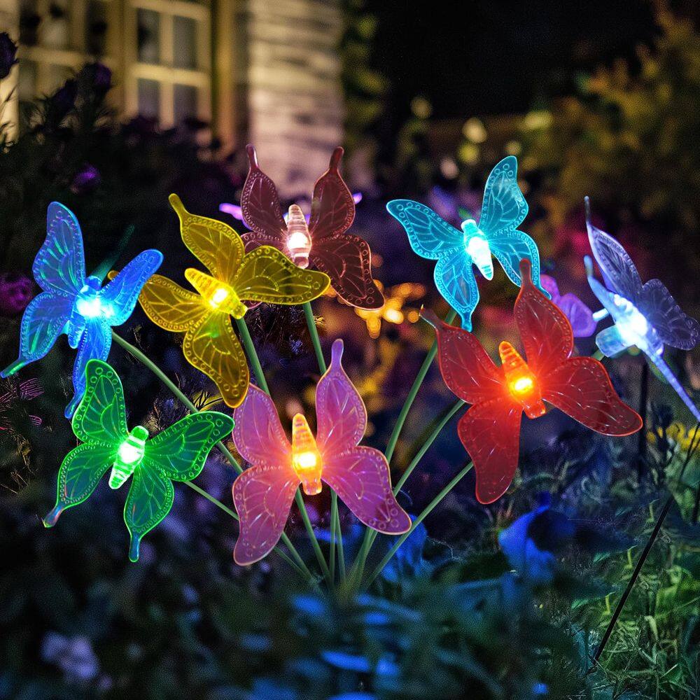Luzes solares de jardim HONGLAND, pacote com 2 e 8 borboletas