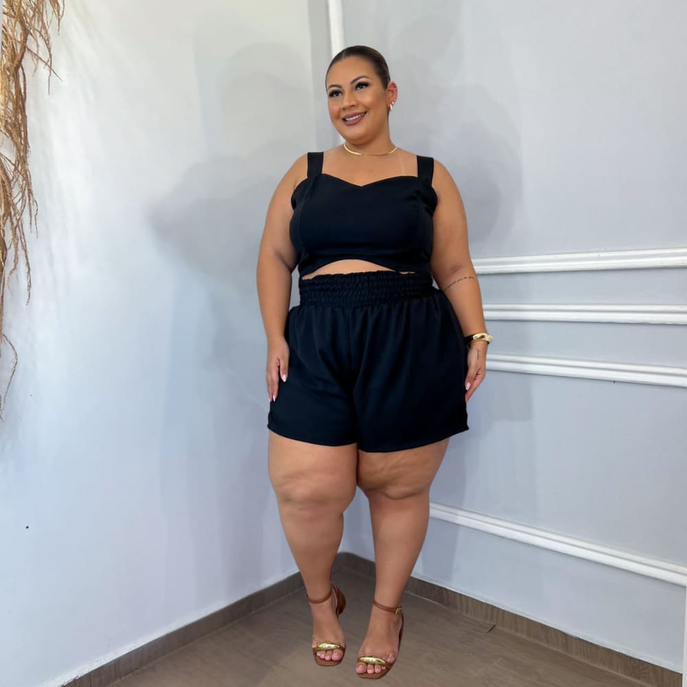 Conjunto Plus Size Cropped + Short Solto 54 ao 58 0624