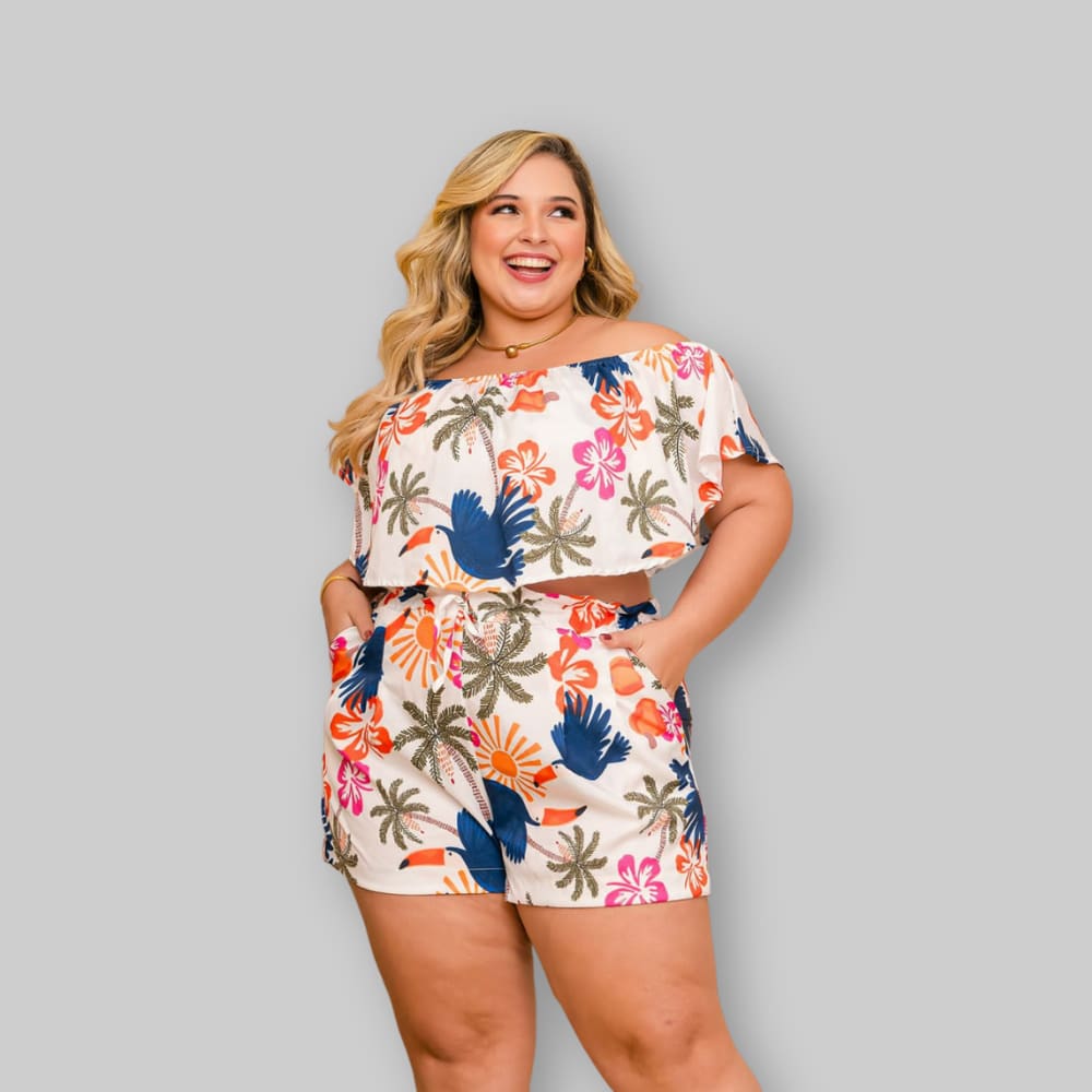 Conjunto Plus Size Cropped Ciganinha + Short 0627