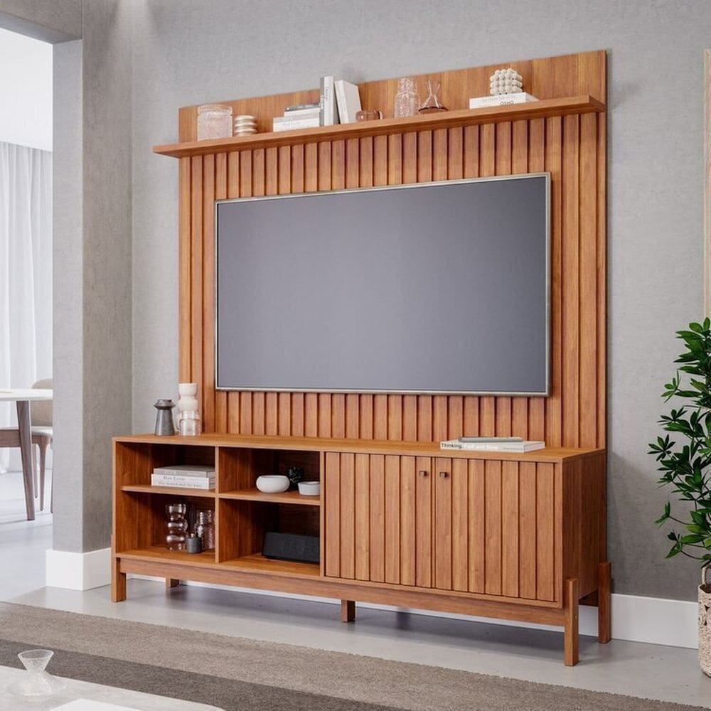 Conjunto Rack Holanda e Painel Trend para Tv de até 70 Polegadas 100% Mdf Espresso Móveis Cinamomo