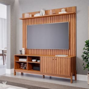 Conjunto Rack Holanda e Painel Trend para Tv de até 70 Polegadas 100% Mdf Espresso Móveis Cinamomo