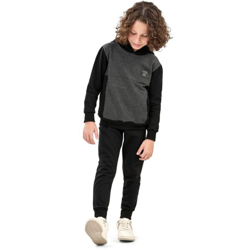 Conjunto Menino Elian Preto Moletom Felpado Touca Infantil