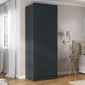 Guarda-Roupa Solteiro Fort 2 Portas 2 Gavetas 100% Mdf Grafite - Manbel