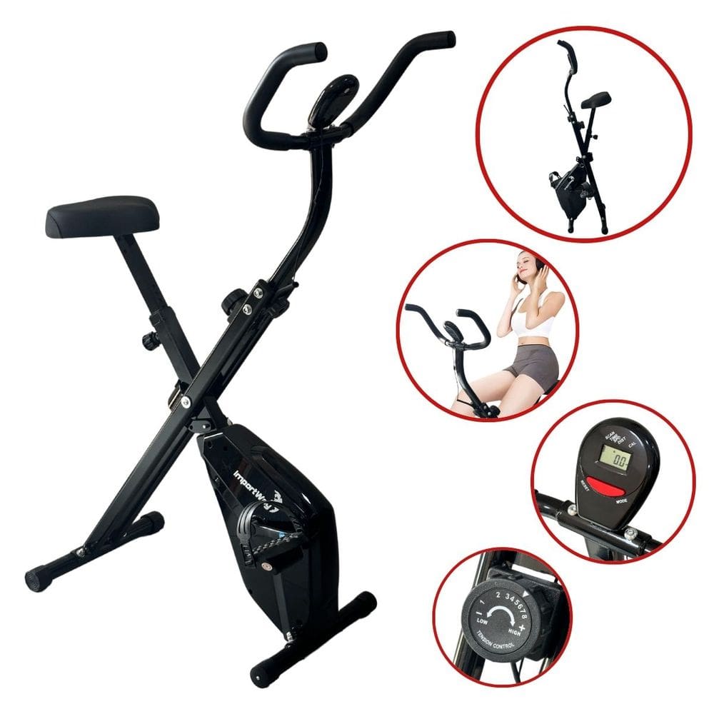 Bicicleta Ergométrica Vertical Dobrável Flywhell 2Kg Magnética Portátil c/ Display Importway Iwf009