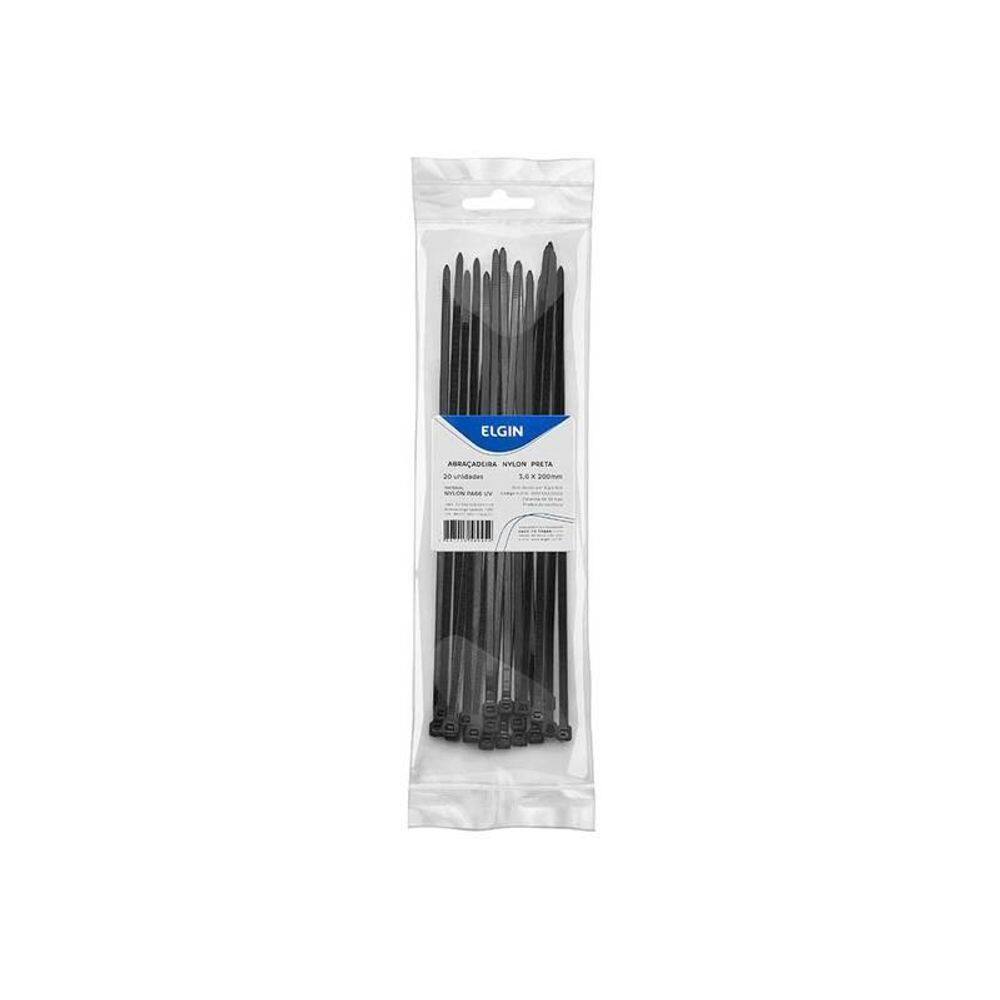 Abracadeira Nylon Pa66 Grd Preto Uv 4.8x300 P10 - 10 Unidades [F108]