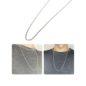 Corrente Cordão Masculino 70Cm Fininho 2Mm Elo Baiano Prata