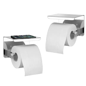 Suporte Papel Higienico Inox Kit 2 unidades Banheiro Lavabo Porta Celular Objeto Prateleira Apoio Suporte Organizaçao
