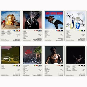 Conjunto de pôsteres: capa do álbum musical de Travis Scott, assinada com limitação
