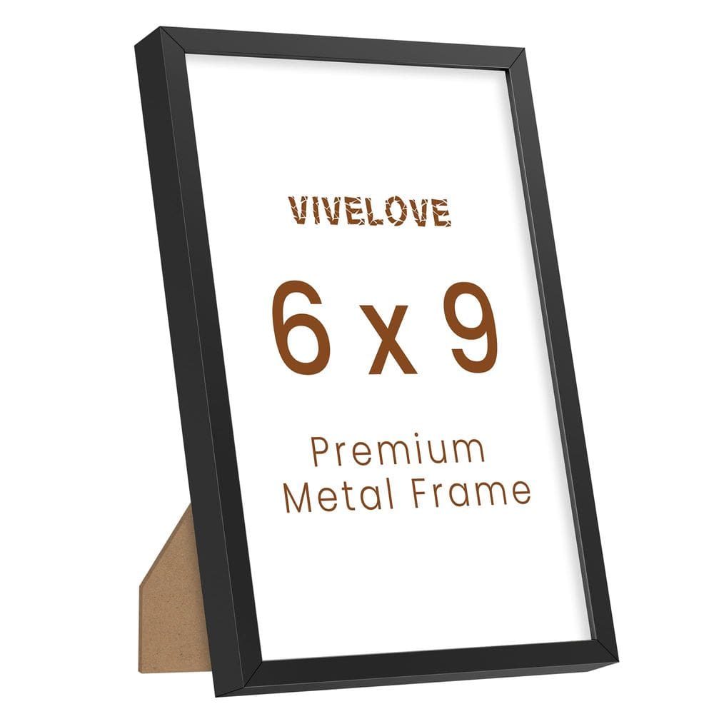 Porta-retratos Vivelove 6x9 em metal preto em alumínio com vidro
